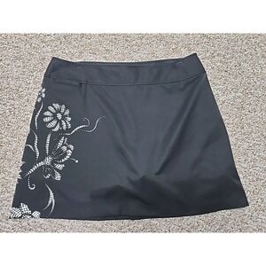 Adidas Climacool Black Floral 8 SKORT 3 Pockets, Zipper Side, 100% Poly 33x16